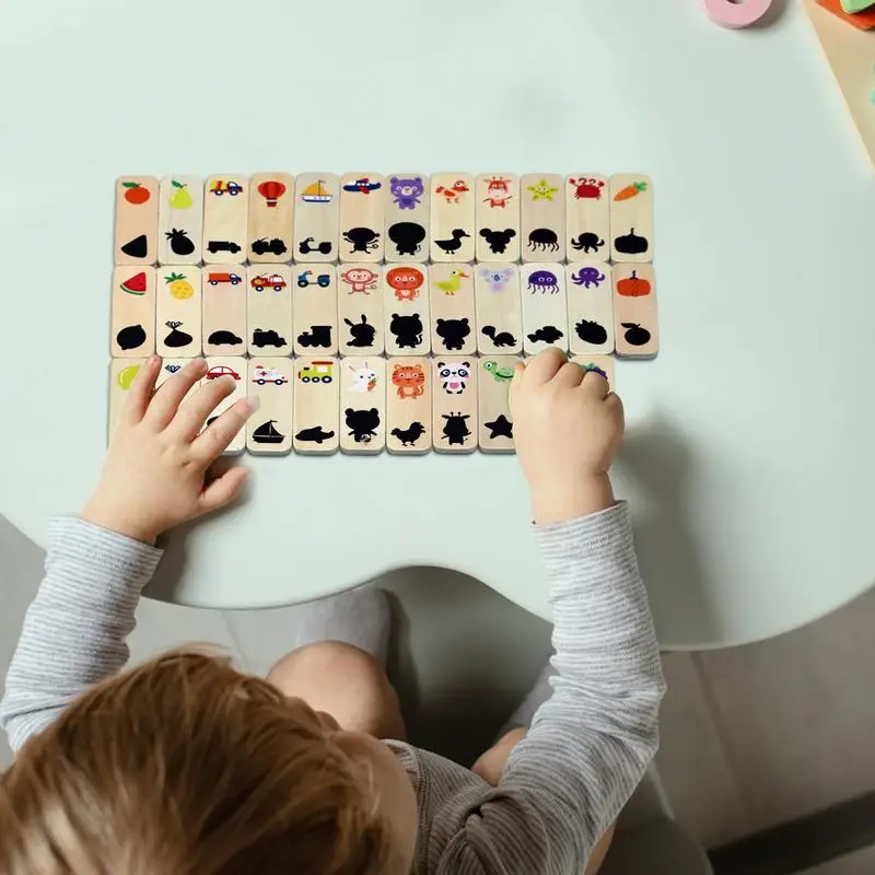 

Color Learning Toys Interactive Educational Wooden Shadow Match Learning Toy Brain Teaser Puzzle Game Shape Pairing Block For