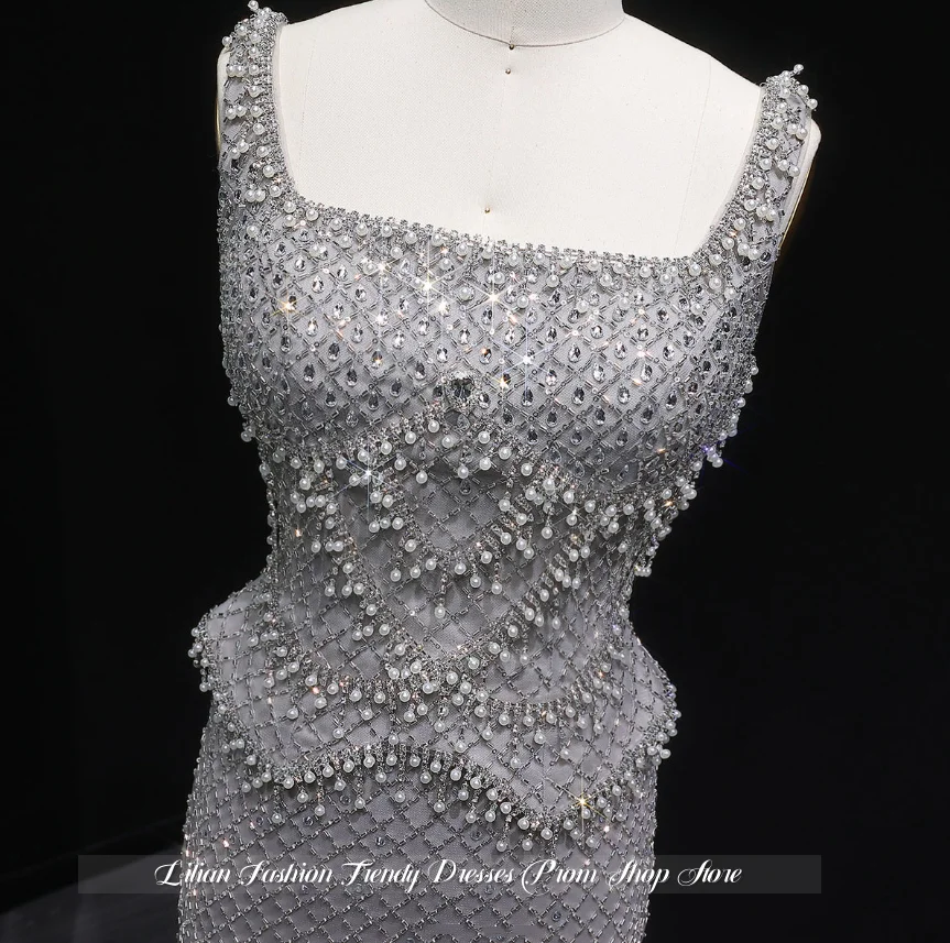 Vestidos de noche con cuentas glamorosos personalizados Vestidos de fiesta con apliques de perlas de cristal Vestidos de fiesta de boda Vestidos de fiesta de cumpleaños