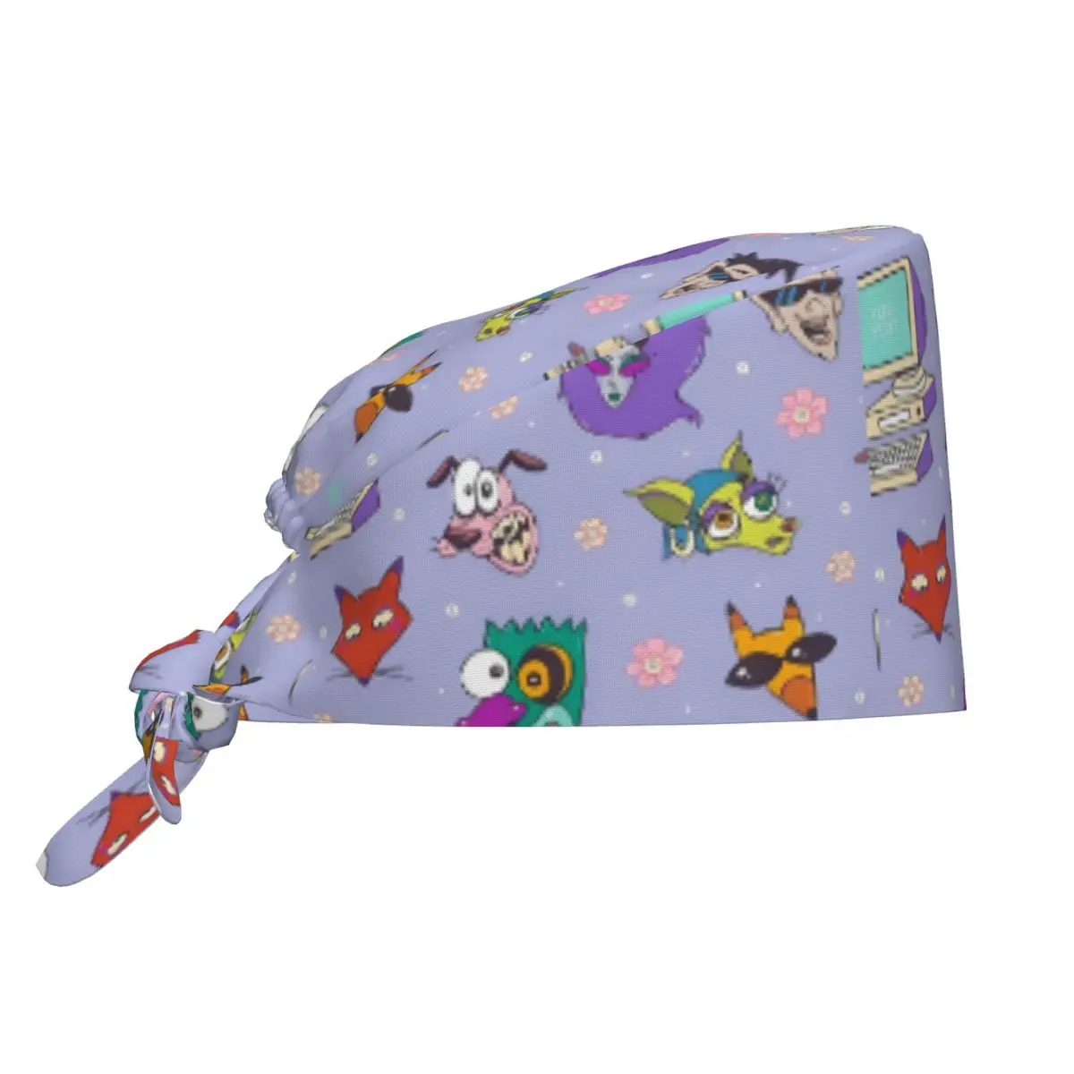 

Nurse Hat Courage Cowardlys Dog Working Caps For Unisex Women Casual Tie Back Work Scrub Cap Adjustable Medical Hat