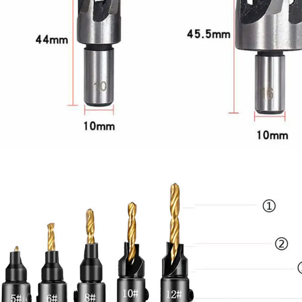 Claw Type Wood Plug Cutter Set Titanium Coated Drill Bit Hex Shank Countersink Carpentry Furniture Woodworking Craft Tool