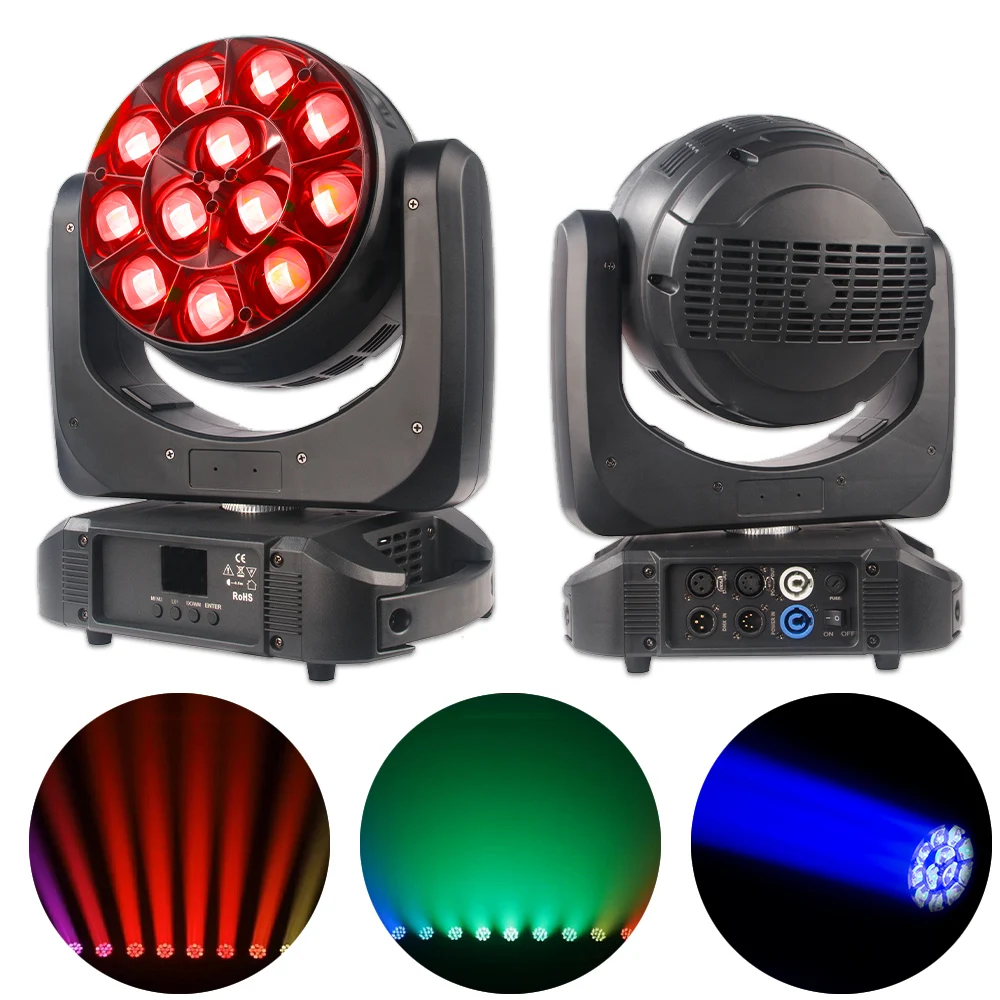 

Dmx512 Beam Wash 12x40W RGBW 4in1 Zoom Moving Head Lighting For Disco KTV Party DJ Bar Performance Stage Lights