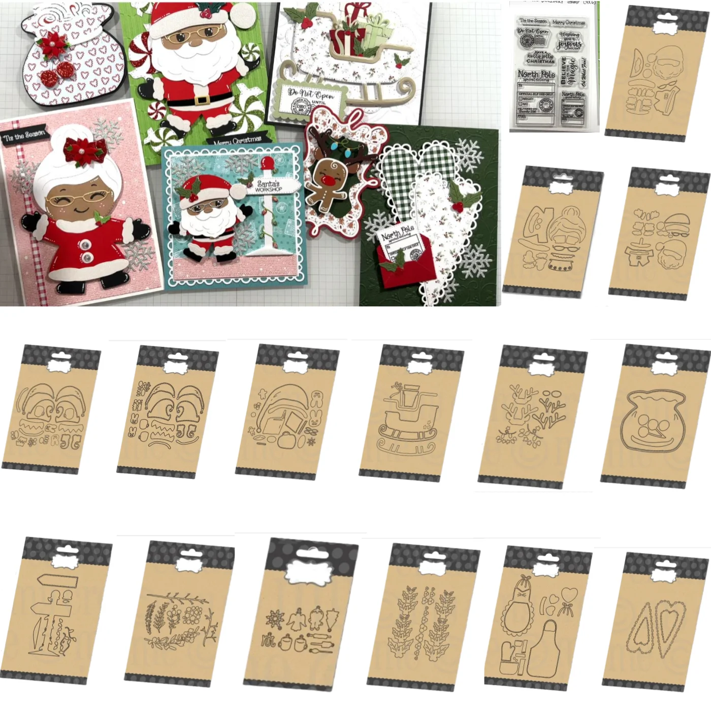 

2024 Christmas Gingerbread Santa Sleigh Metal Cutting Dies Clear Stamps DIY Scrapbook Decoration Cut Template Make Card Album