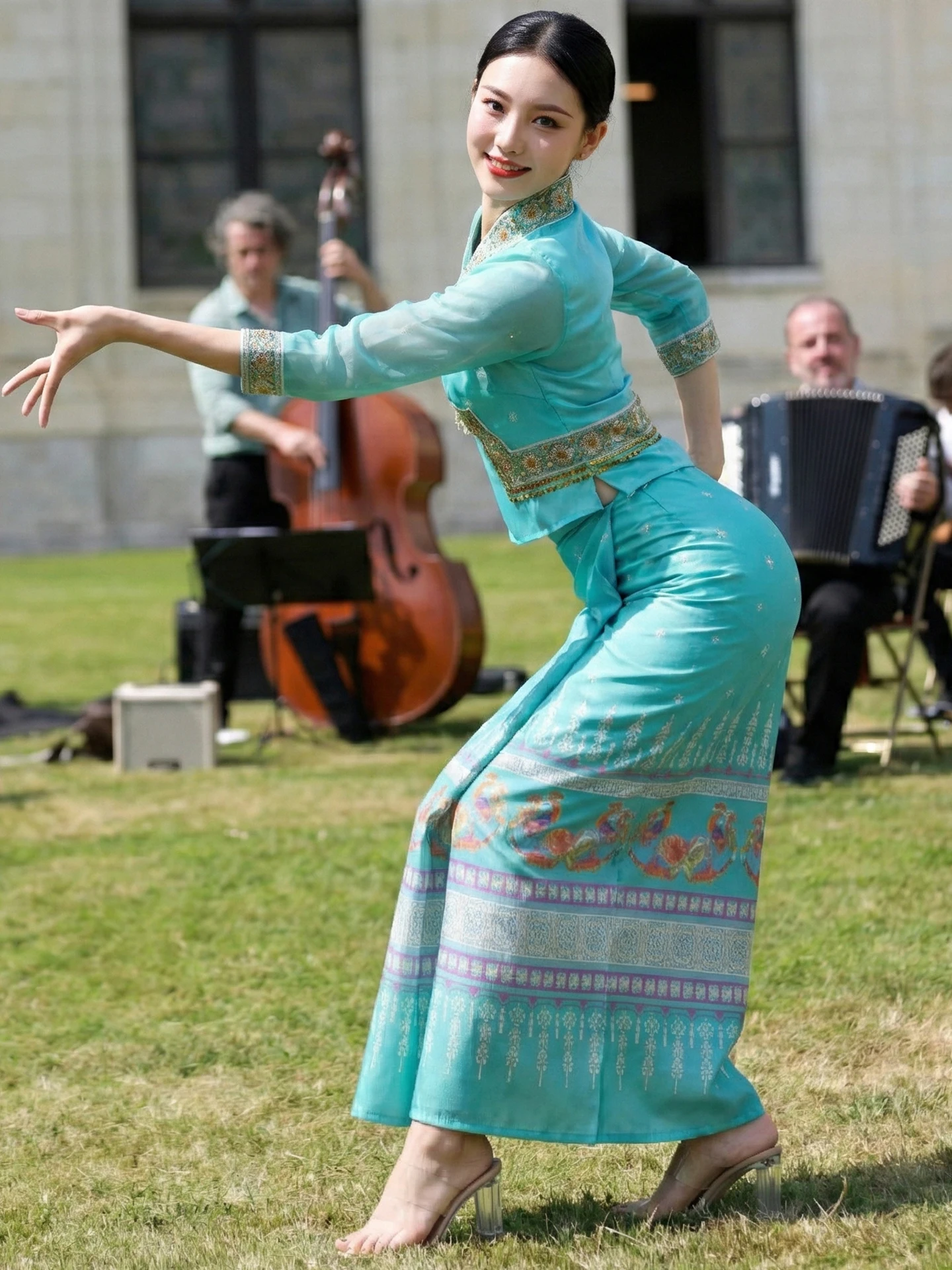 

New Adult Yunnan Xiuangbanna Dai Ethnic Costume Women's Skirt Exotic Dance Performance Clothing Polyester Fabric Online Exc...