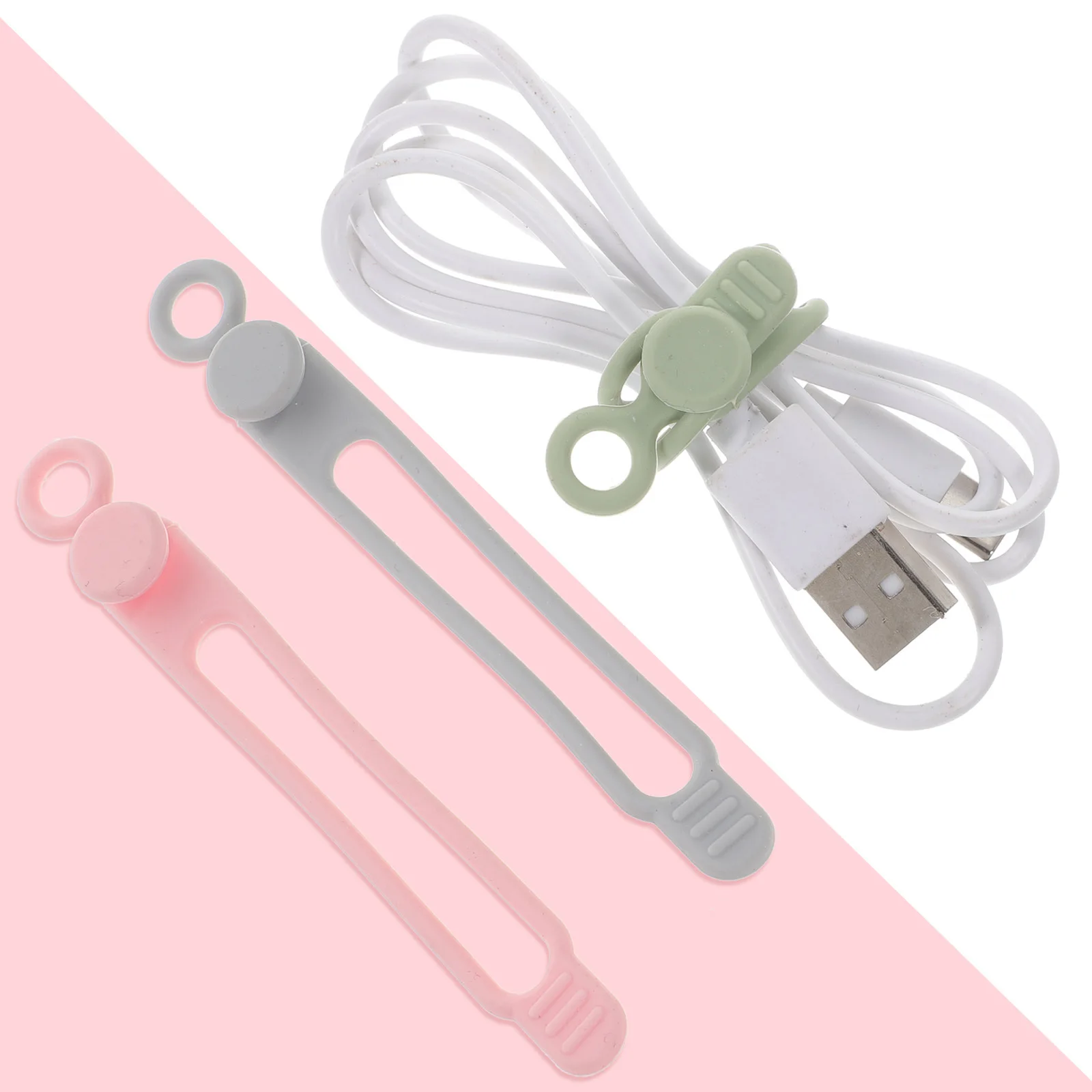 

20pcs Cable Organizer Silicone Wire Holder Reusable Adjustable Cord Wraps For Usb Data Charging Cables Management Ties