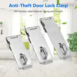 Practical Stainless Steel Padlock Hasp Household Burglar-proof Door Clasp Lock Right Angle 90 Degree Shed Latch