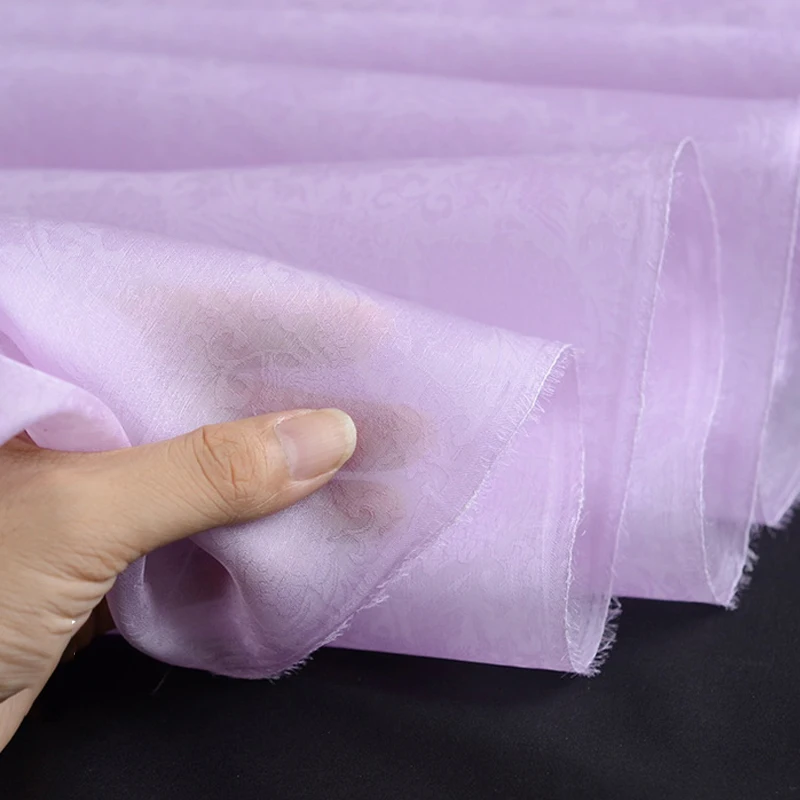 100% Mulberry Silk Jacquard Organza ,Width 138cm, Thickness 12m/m ,Pure Silk Fabric for DIY Sewing Cut By Meter