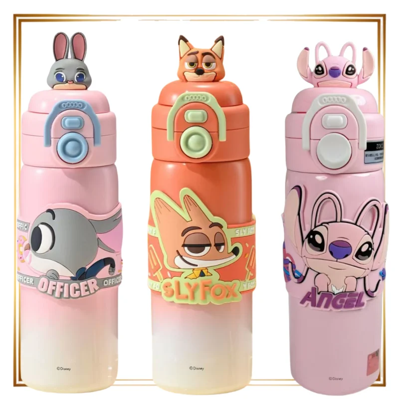 

Zootopia Double Drinking Cup Nick Wilde Vacuum Mug Student Straw Water Bottle Judy 316 Stainless Steel Sports Kettle Gifts Anime