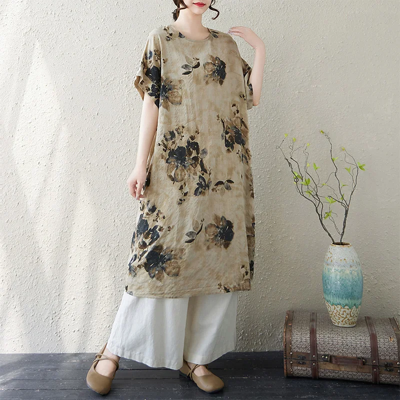 

Летнее тонкое хлопковое льняное свободное ort Sve плюс размер длиной до колена Dr Vintage Ele, простое, мягкое, женское, повседневное, Dr