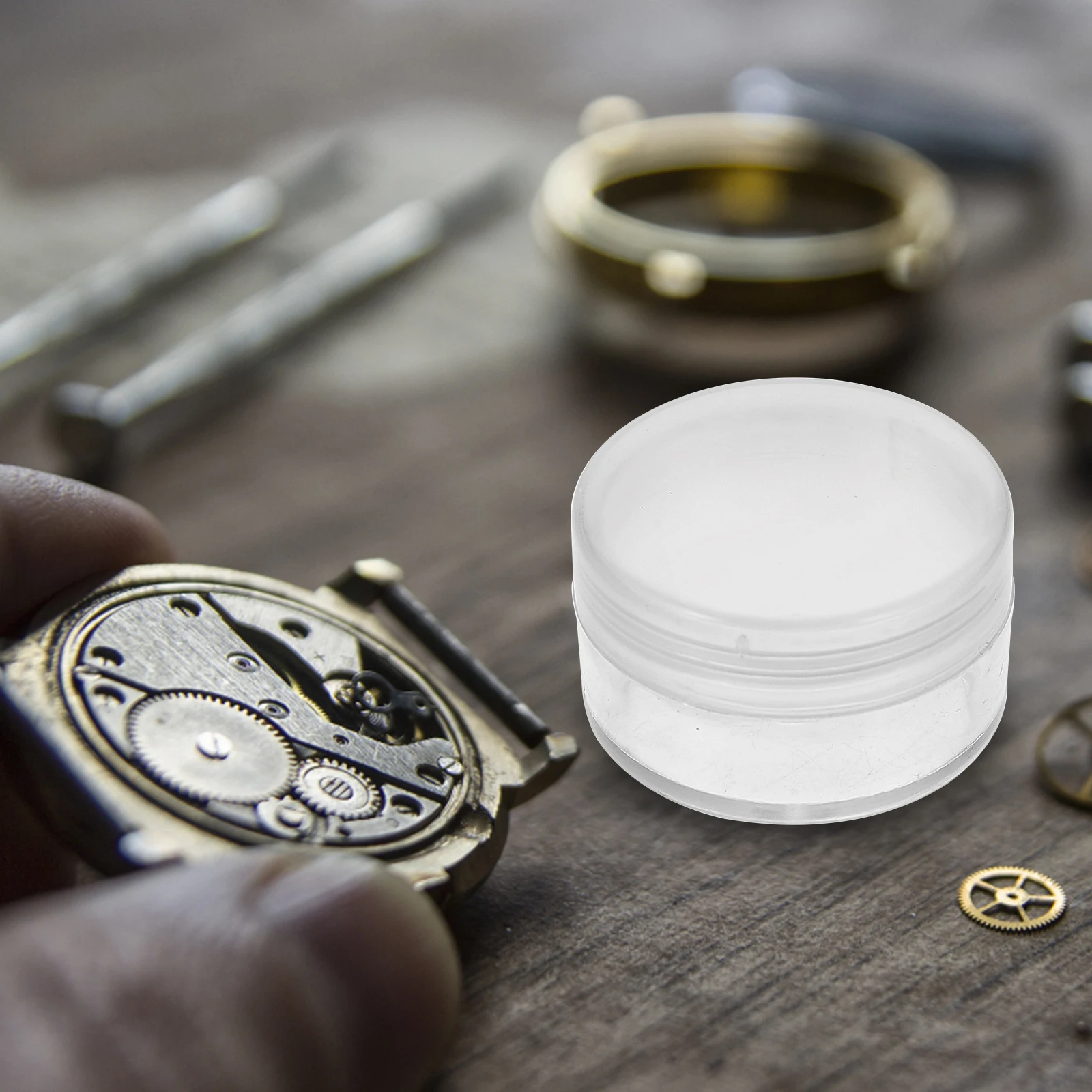 10pcs Watch Repair Tool Box Mini Transparent Plastic Sealing Lid Durable Portable For Home Studio Store Watch Shop Parts
