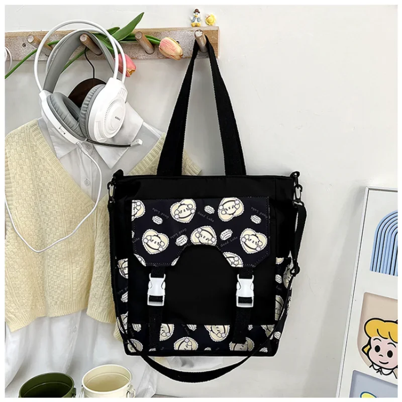 Sanrio Kulomi Cartoon Cute Shoulder Crossbody Canvas Bag Pacha Dog Student Large Capacity Lightweight Tote Bag School Bag