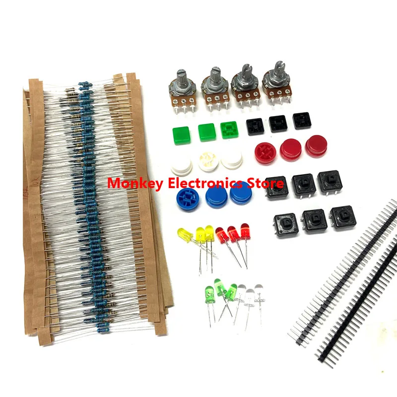 Component Kit with Resistors LED Potentiometers Key Switches Universal Parts Kit For R3 Starter Learning Kit