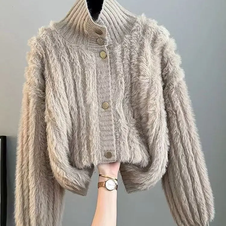 البلوزات لاعبا بالأزرار المرأة سترة المرأة طويلة الأكمام غزل البوليستر الزخرفية سستة المجهزة BF Y2K يوم الكورية نمط Ins #1