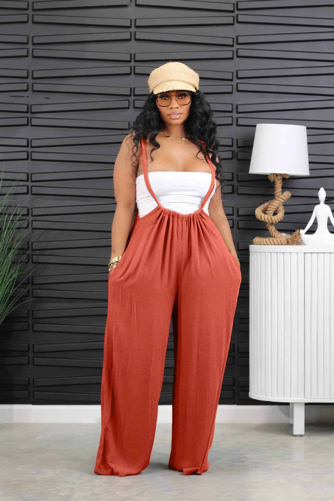 Casual Jumpsuits for Women Strap Wide Leg Straight Loose Tace Up Romper 2023 New Fashion Baggy Overalls Streetwear Pants