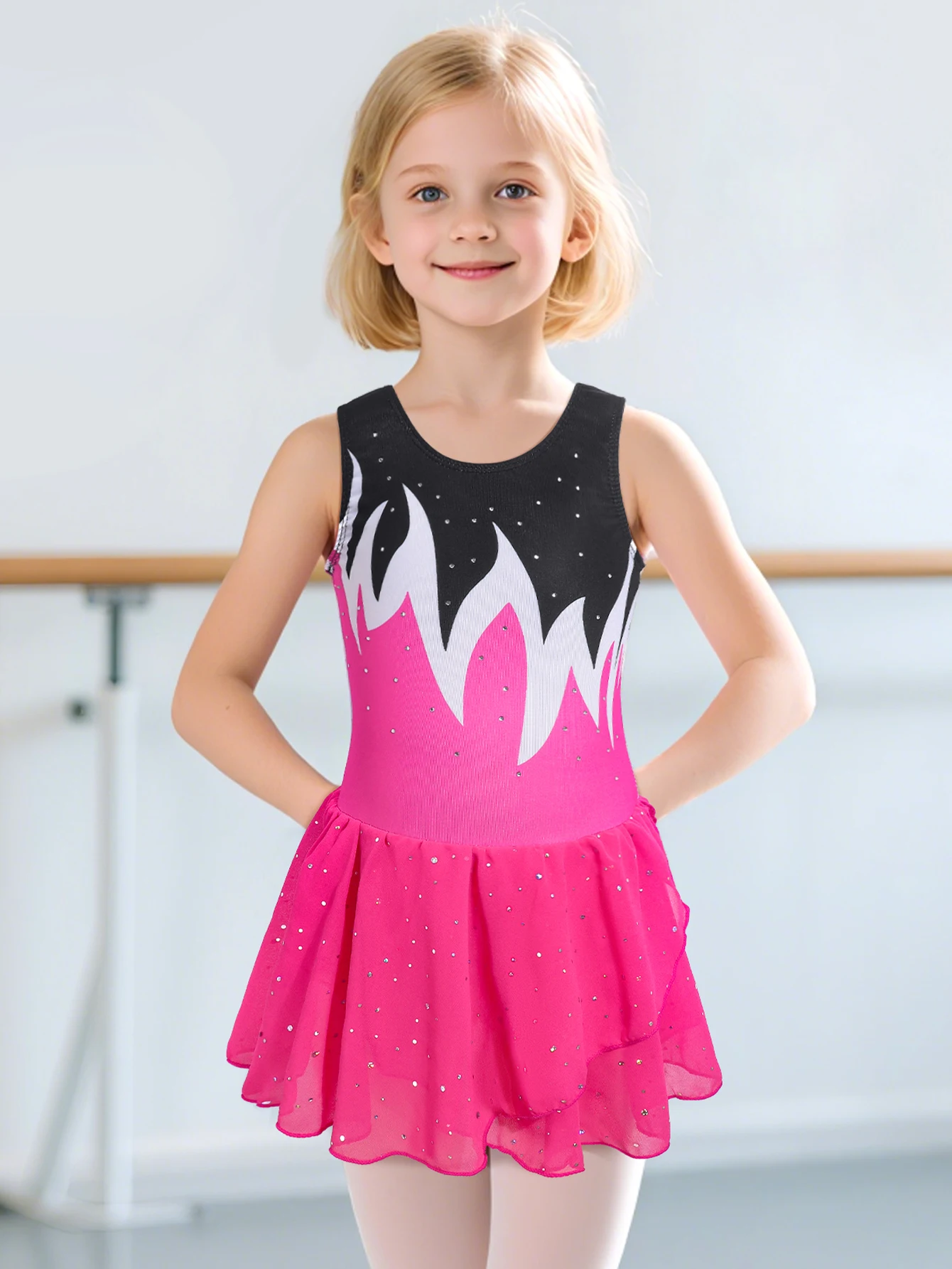 فستان رقص باليه للفتيات بدون أكمام توتو متجنب ثياب سباركلي ملابس الجمباز راقصة الباليه أزياء أداء المسرح #1