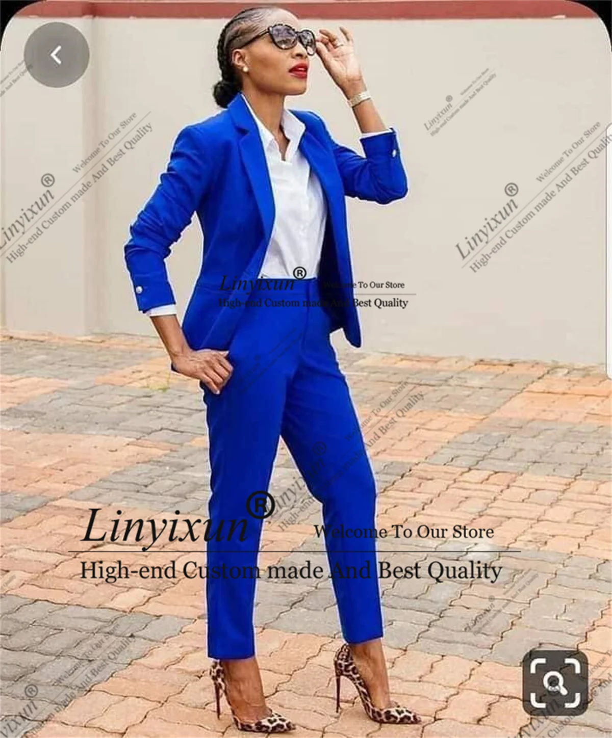 

Shiny Ladies Pant Suits Women Business Prom Blazer 2 Pieces Jacket+Pants Formal Office Uniform Style Female Trouser Customized