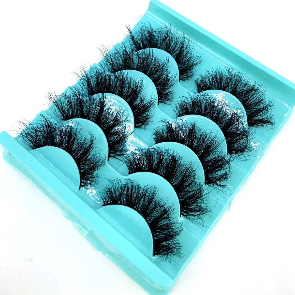 5 Paar 100 % echte Wimpern, natürliche 3D-Wimpern, falsche Wimpern, Nerzwimpern, weiche Wimpern, Katzenwimpern, flauschig und schlank, lockig