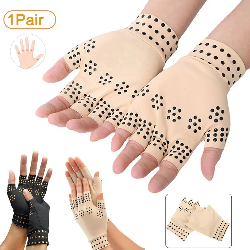 2PCS Magnetic Gloves Arthritis Therapy Gloves for Arthritis Joint Pain Treat Fingerless Glove Rheumatoid Hand Pain Relief