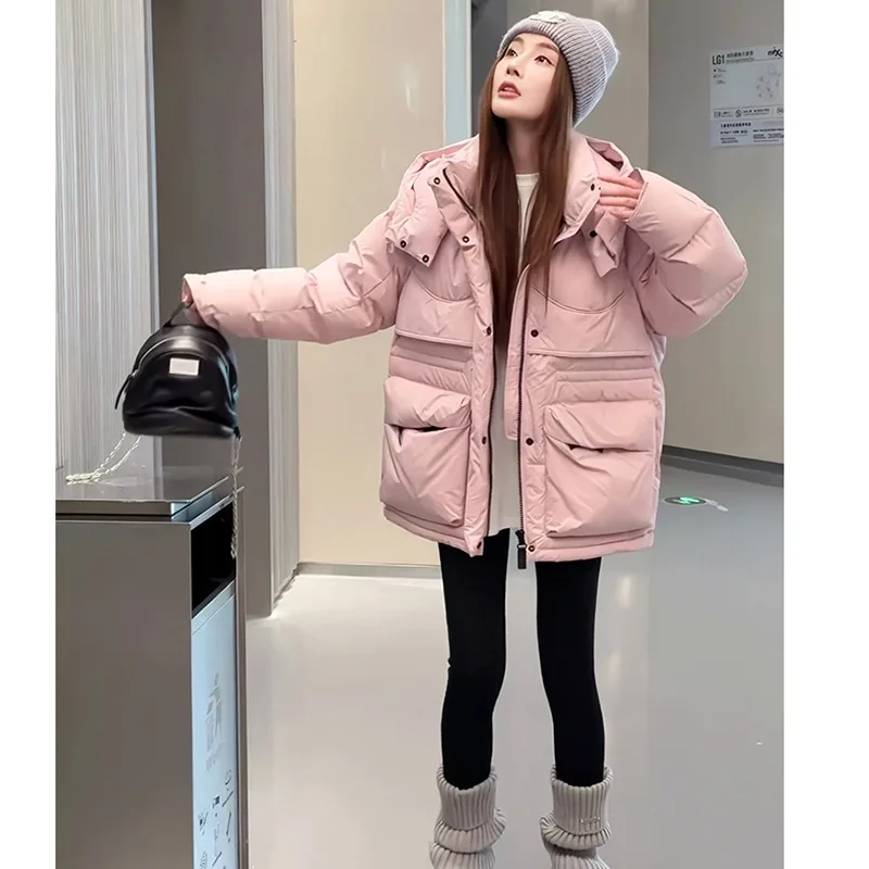 

Уличная одежда в американском стиле, рабочая одежда, пуховик с капюшоном, нишевый дизайн, уличная хлопковая куртка, толстый и теплый пуховик