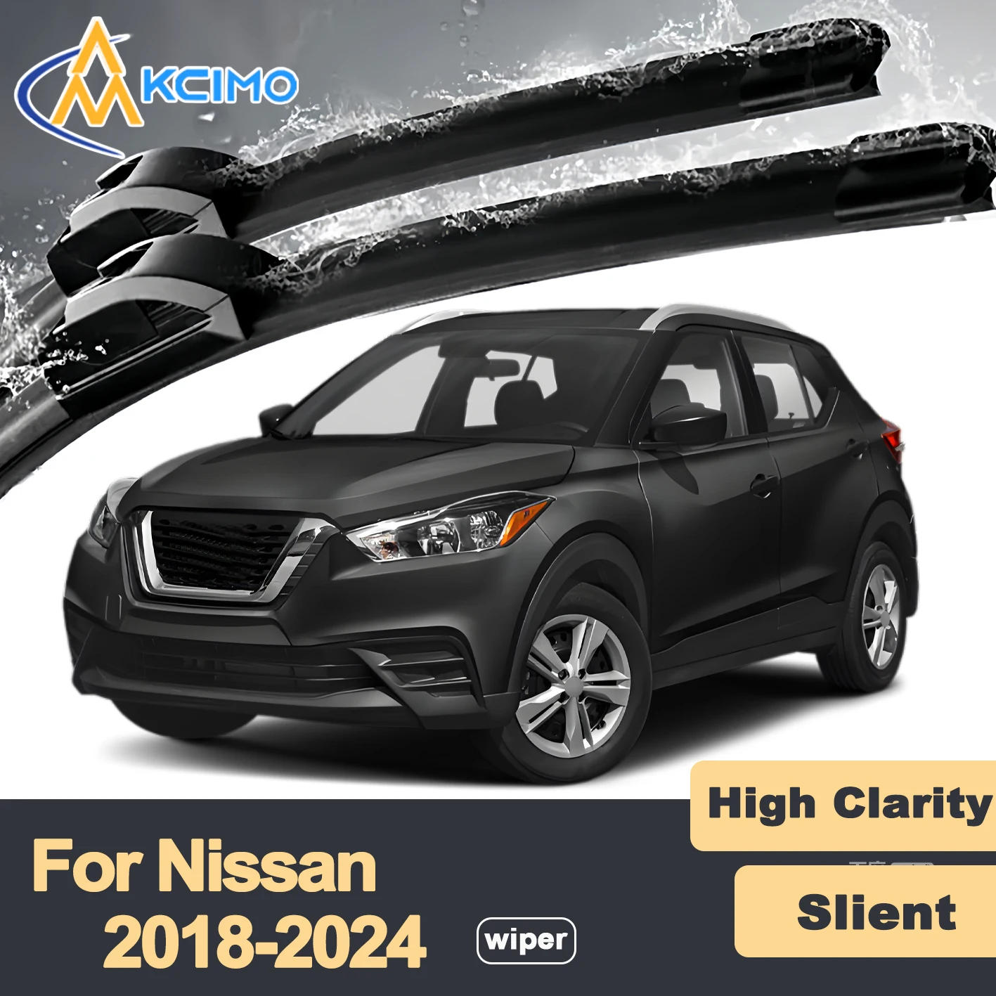 

Premium Rubber Durable Silent Windshield Wiper Blades 2pcs for Nissan Kicks P15 2018-2024 Play Front Wiper Blades Set