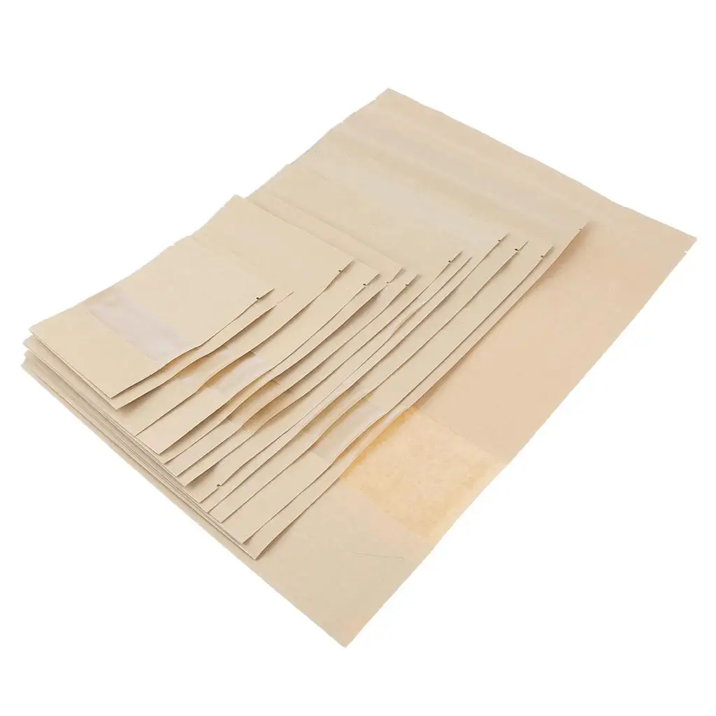 Kraft Paper Stand Up Pouch Sealing Food Storage Bags Multi Purpose Window Packages for Homemade Jerky or Sweets