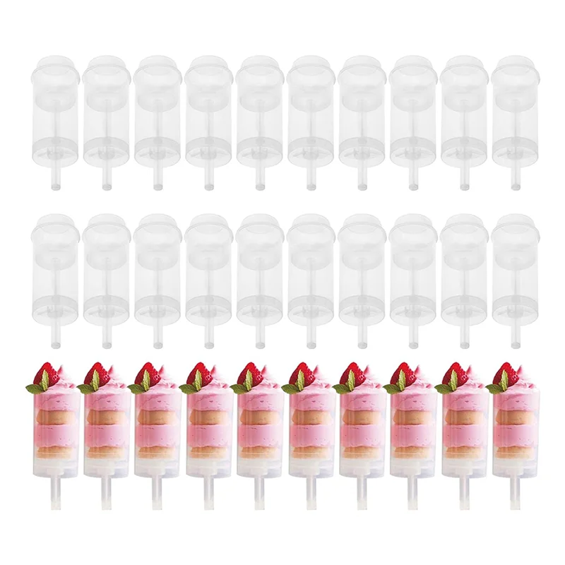 

80Pcs Food Pusher Round Shaped Push-Pops Cake Cup With Lid Cake Push Pops Containers Cakepop Round Plastic Container