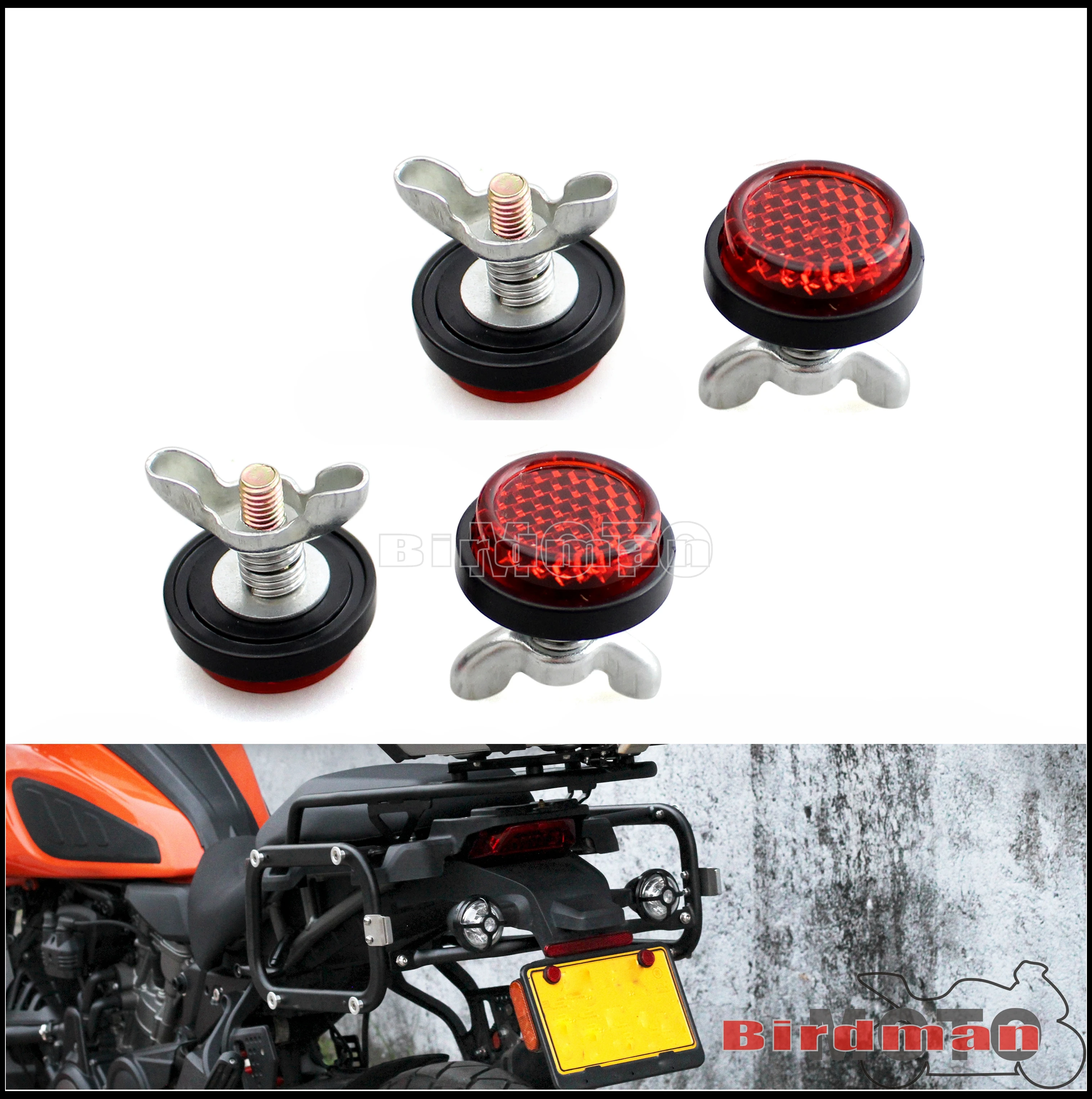 Red Rear License Plate Frame Reflectors Round For Harley Pan America 1250 RA1250 RA1250S Sportster S RH1250S Nightster 975 RH975