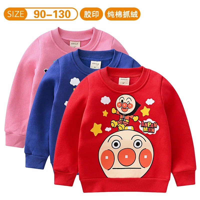 Autumn Winter Baby Boy Girl Cartoon Anpanman Print Clothes Long Sleeve Tshirts Kid Sweatshirt Children Tops Toddler Outfits 1-7T