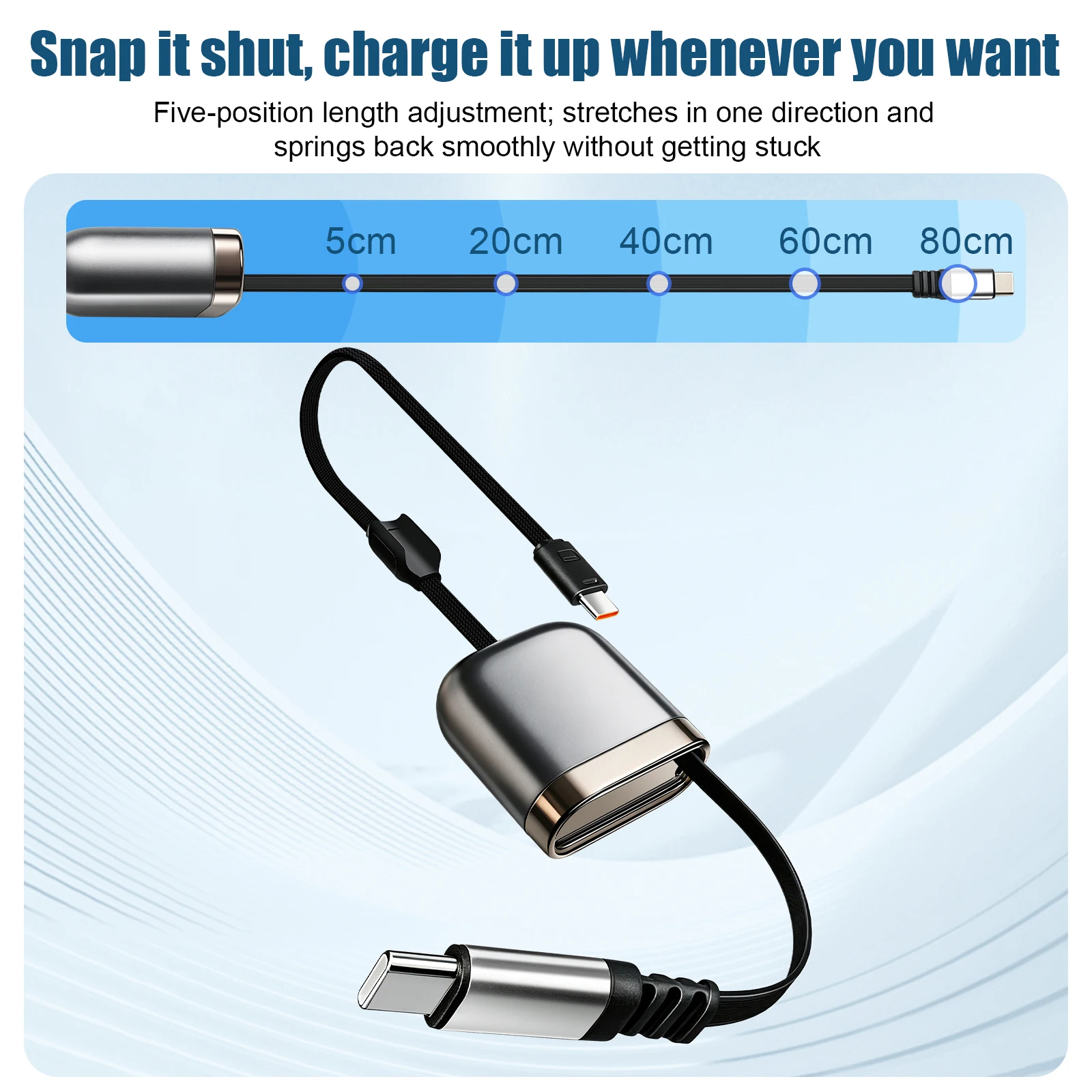 Fast Charging Cable PD  240W USB C to Type C  Retractable USB C For iPhone Xiaomi Samsung Laptop  MacBook IPad USB Cable Wire