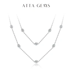 ATTAGEMS 925 Silver Necklace Chain Round Cut 3.5mm D Color Moissanite Necklace for Women Elegant Charms Fine Jewelry Pass Test