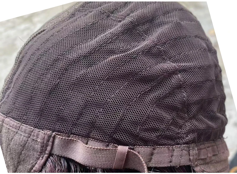 آلية شعر مستعار قصير مجعد شعر بشري واقعي وقابل للتنفس للنساء في منتصف العمر وكبار السن ملابس يومية بلونين