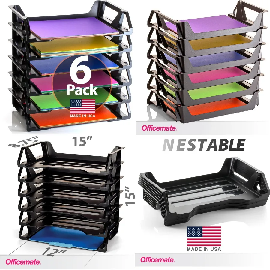 

Переработанный настольный поднос с боковой нагрузкой для организации офиса. Вмещает документы формата листа и формата А4. Экологичное решение для рабочего пространства с помощью 6 шт.