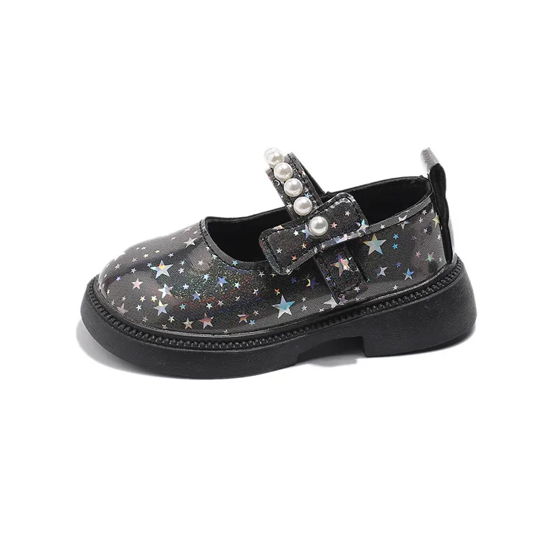 2025 Shoes NewGirls Leather Shoes for Party Wedding Kids Princess Rhinestones Shoes with Bow-knot Fashion Children
