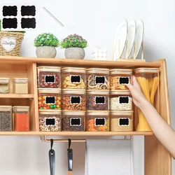 420ml Square Glass Food Storage Jars, Kitchen Spice Jars, 2/4/6 Piece Set of Food Containers, with a Sealed Bamboo Lid and Waterproof Adhesive Paper/Pen, Suitable for Pasta, Cookies, Nuts, Coffee Beans, Grains, Etc., Ideal for the Kitchen and Pantry Bpa-Free