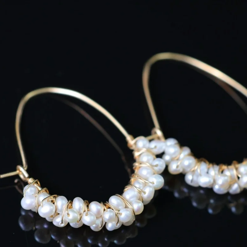 

SGARIT винтажные круглые серьги с жемчугом для женщин, большие обручи, 14-каратное золото, серьги с натуральным пресноводным жемчугом, модные украшения