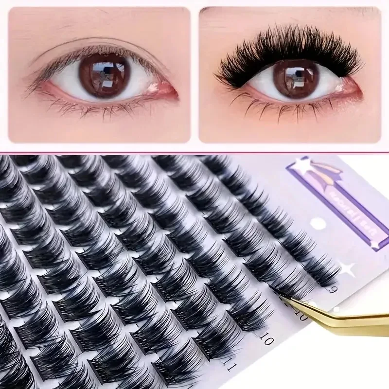 3D Volumen-Wimpernbüschel 168 Stück 0,07mm D-Curl 9-16mm Gemischte Einzelwimpern DIY Wimpernverlängerungen Einzelwurzel Flauschige Weiche Künstliche Wimpern – Detail 6