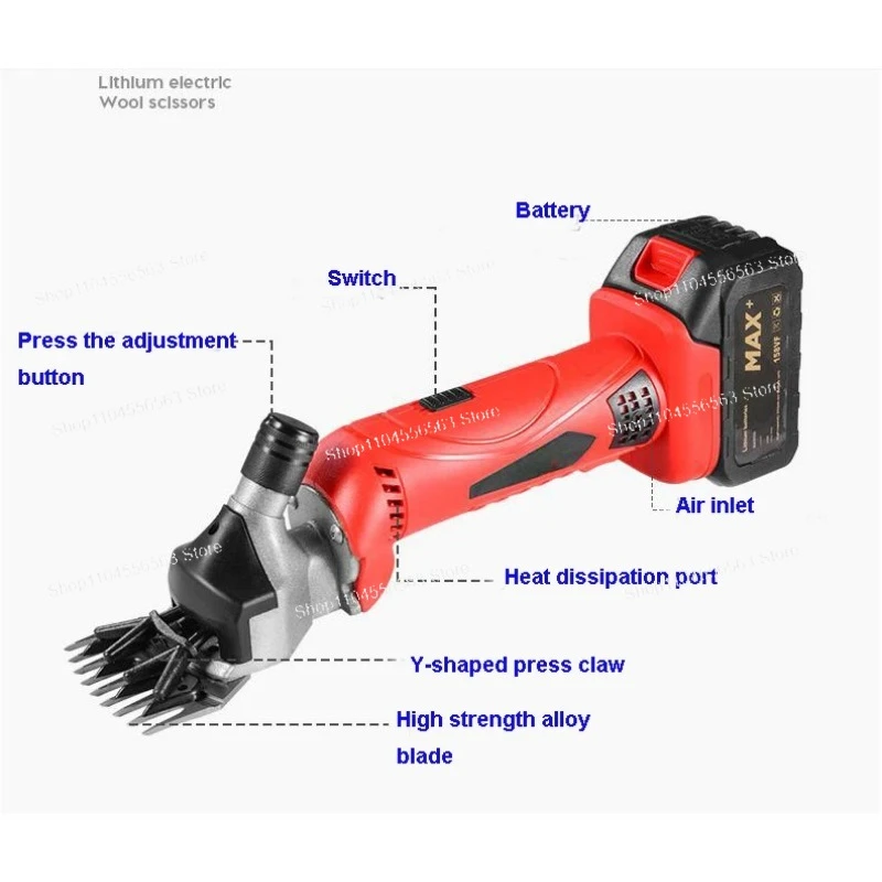 

Wireless 6 Speed 13 Teeth Electric Wool Shears Pet Machine Goat Horse Hair Scissors Sheep Shearing for 18V Battery