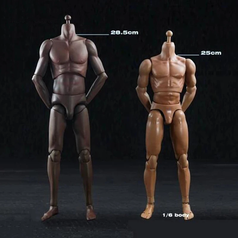 1:6 Scale Male Man Body Super Muscle Sports Light /Dark Skin Slim Body Model Toy for 1:6 Basketball Player Head Action Figure