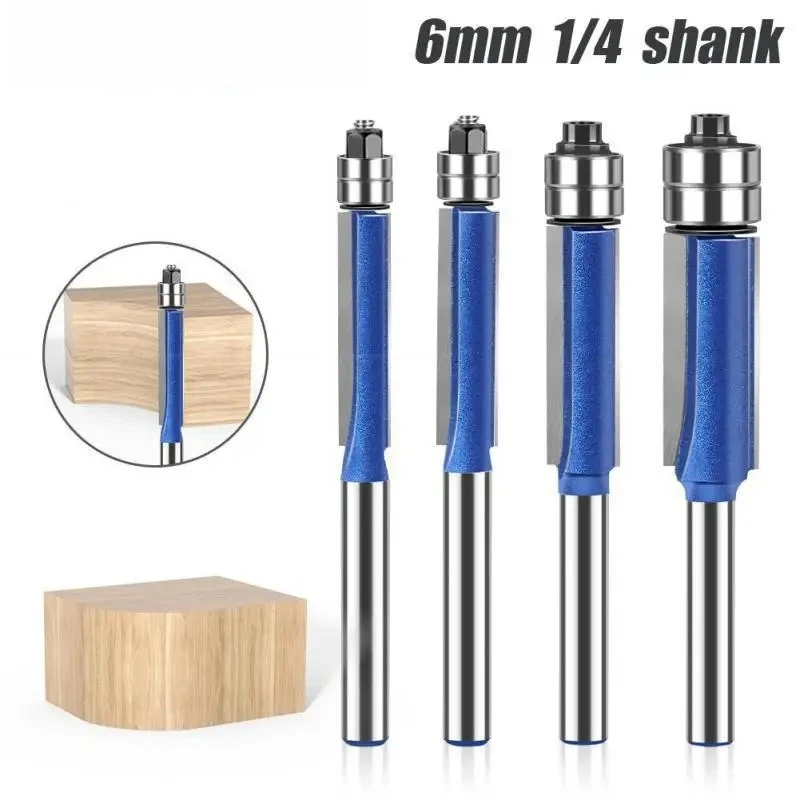 

6mm 1/4" Double Bearing Carbide Flush Trim Router Bits for Wood Biaxial Trimming Tool Carving Milling Cutter Woodworking Tools