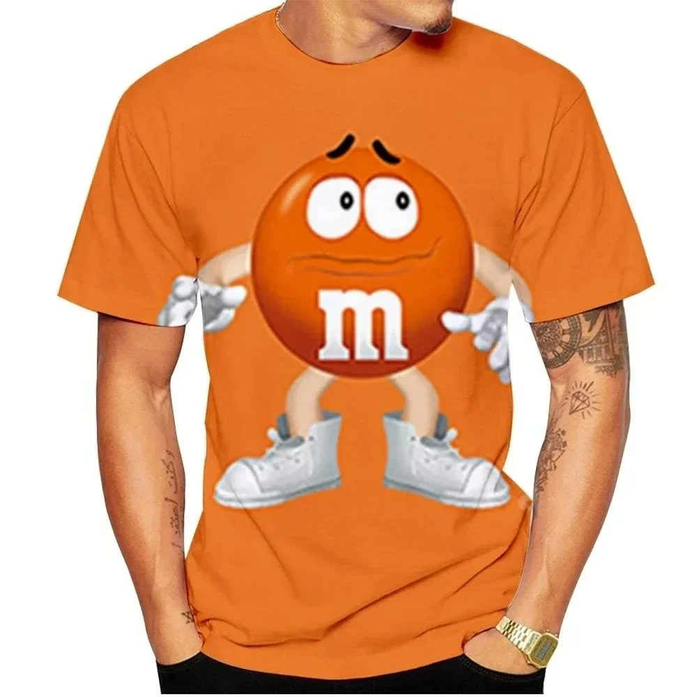 New 2023 Funny M&M\'s Chocolate Bean Cartoon 3D Printed T-shirt Unisex Casual ShortSleeve Shirt Fashion Personalization Tees Tops