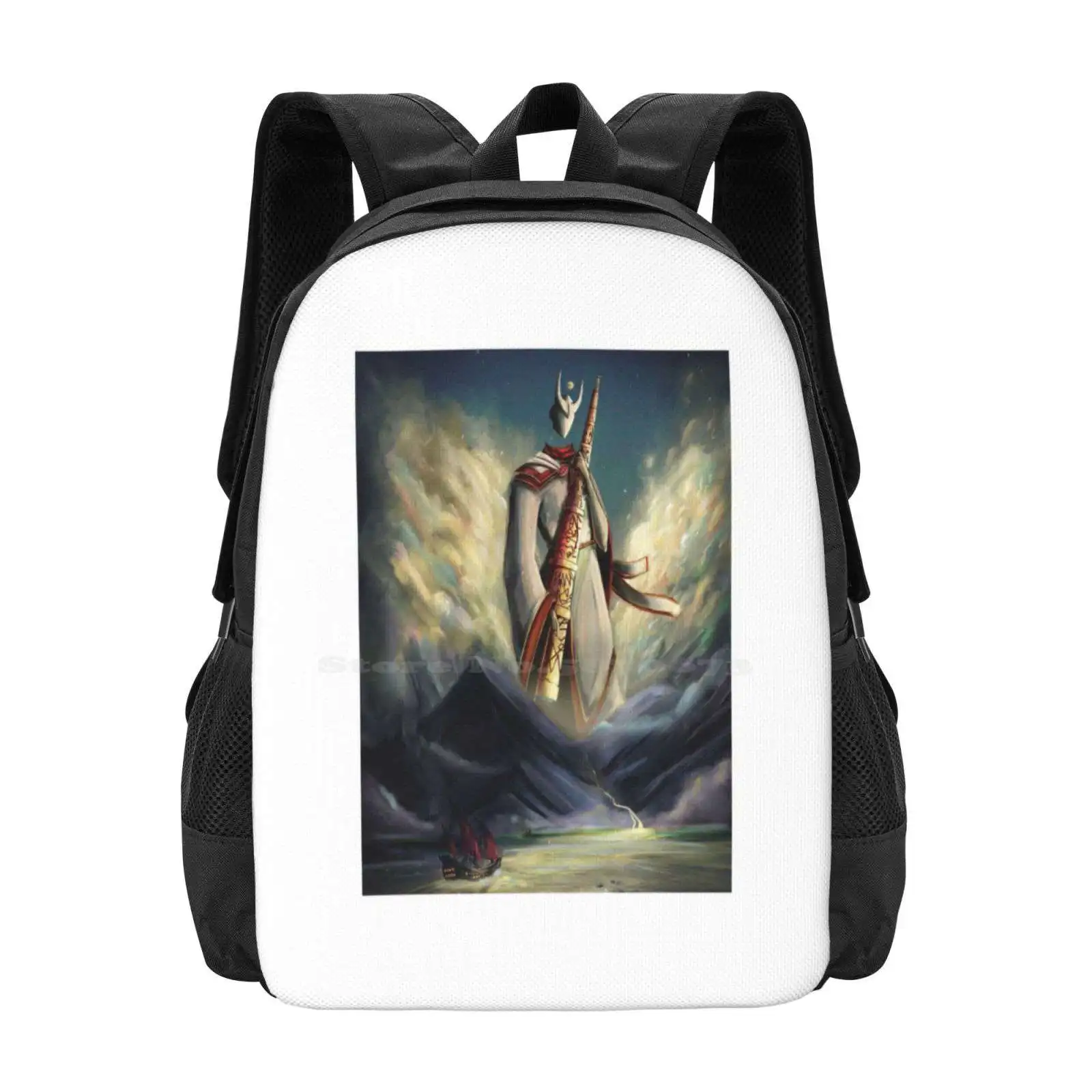 A Loved Creation Hot Sale Backpack Fashion Bags Celestial Boat Sea Fantasy Clouds Cloak Concept