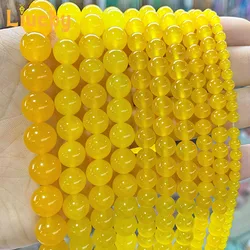 Yellow Chalcedony Jades Natural Stone Smooth Beads For Jewelry Making woman Bracelets Earrings Rings 15