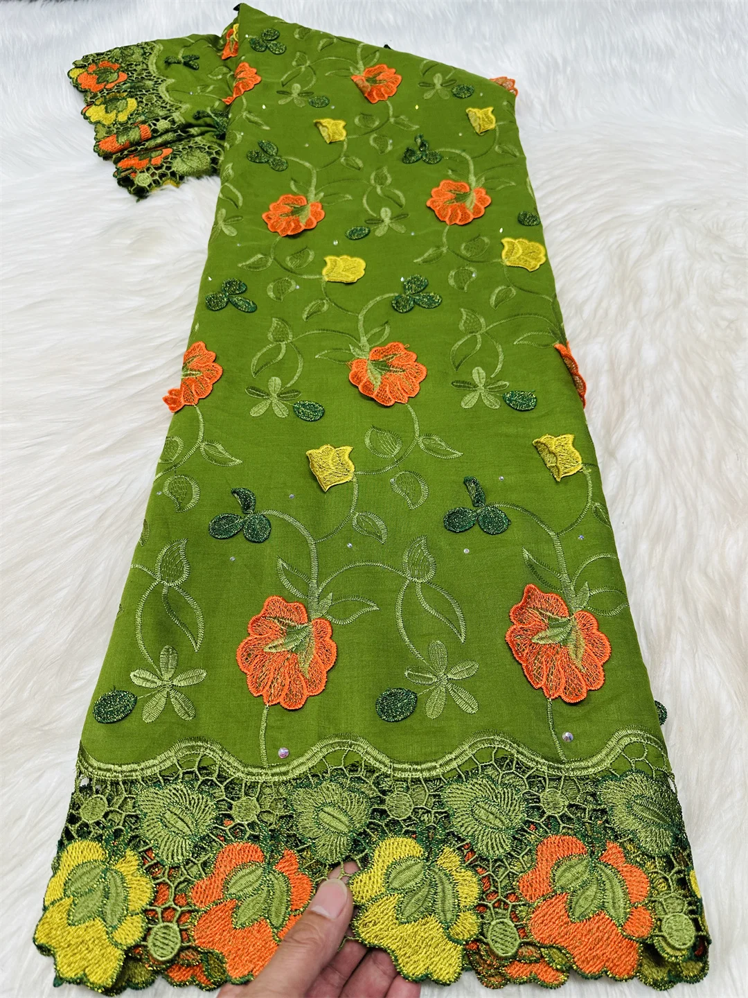 

African Lace Fabric High Quality 3D Flower Embroidery 2026 Nigerian Swiss Voile Cotton Lace Fabric 5 Yards for Women Sewing
