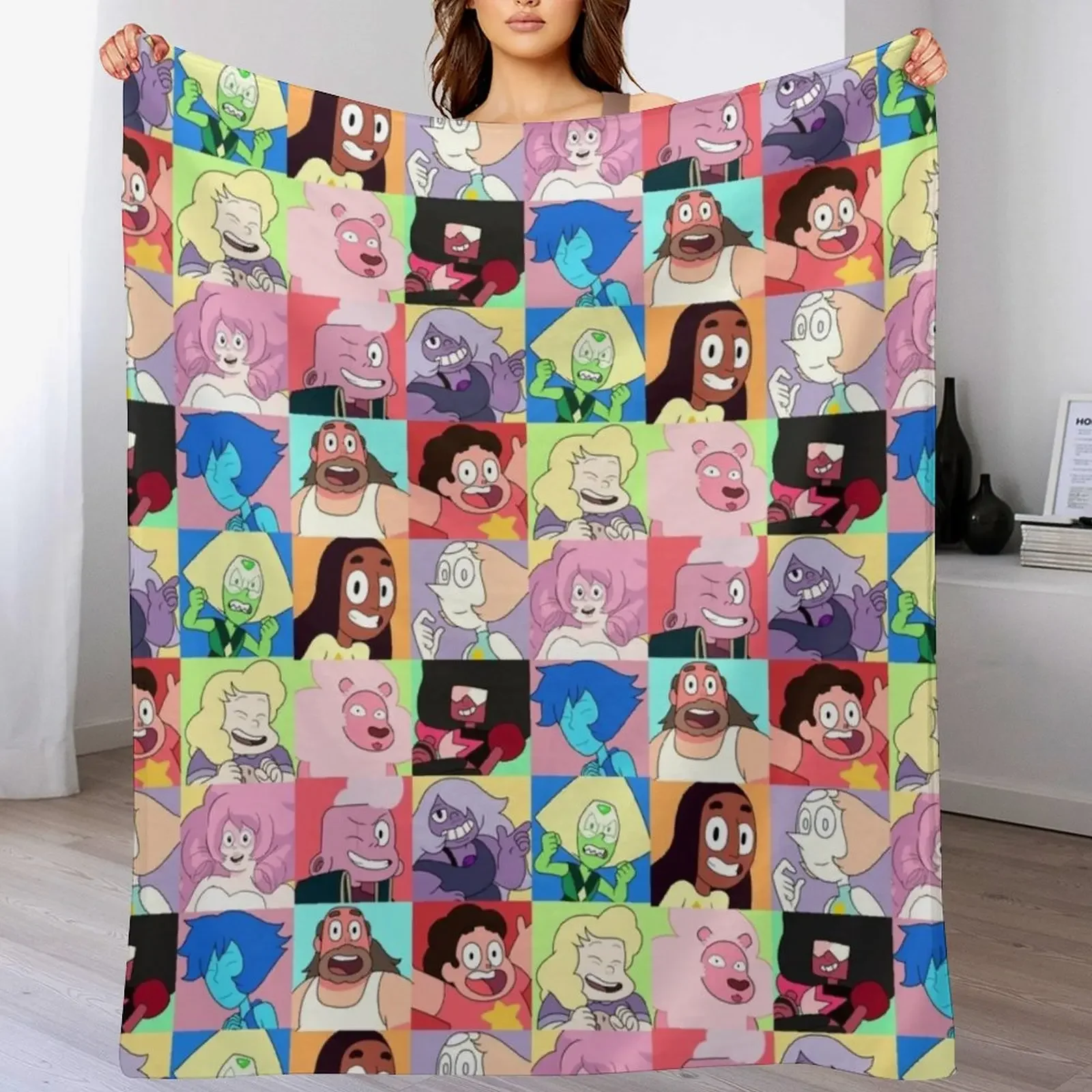 

Steven Universe Character Set! Throw Blanket Color Fast Cozy Throw Blanket