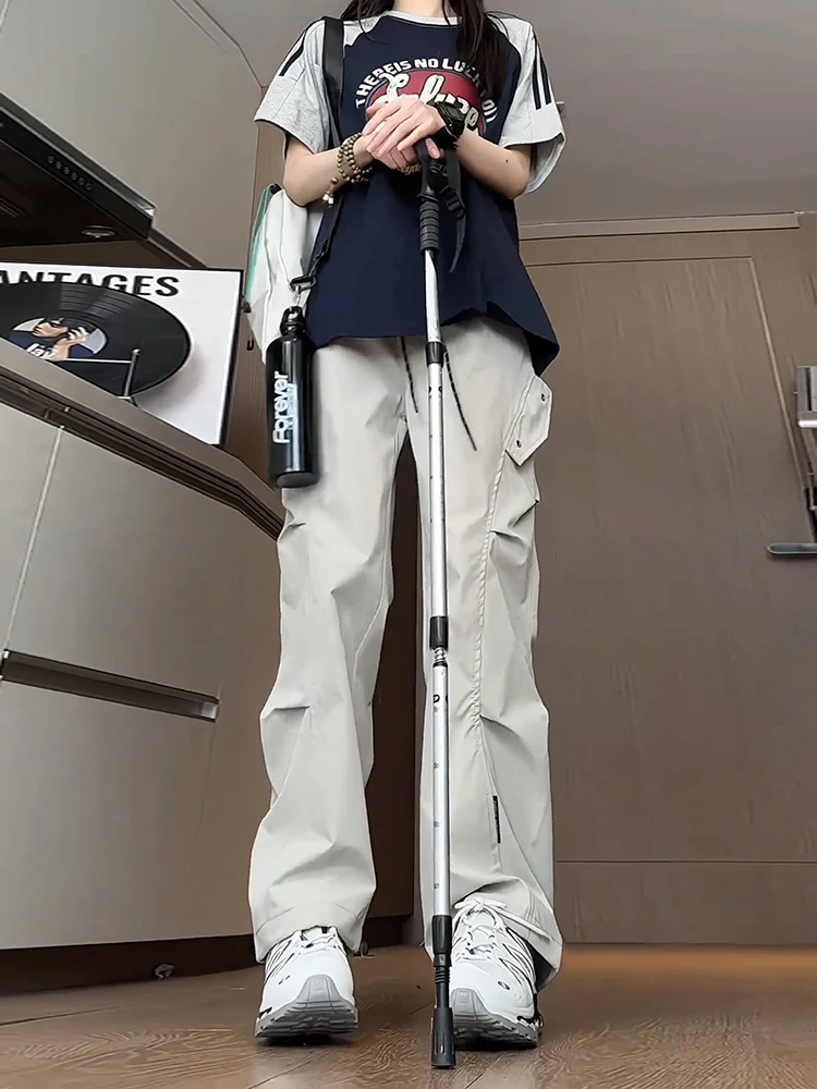 

Qui Dry прямые брюки свободного покроя для скалолазания на открытом воздухе, мужские летние повседневные брюки, американская рабочая одежда High Street Sle