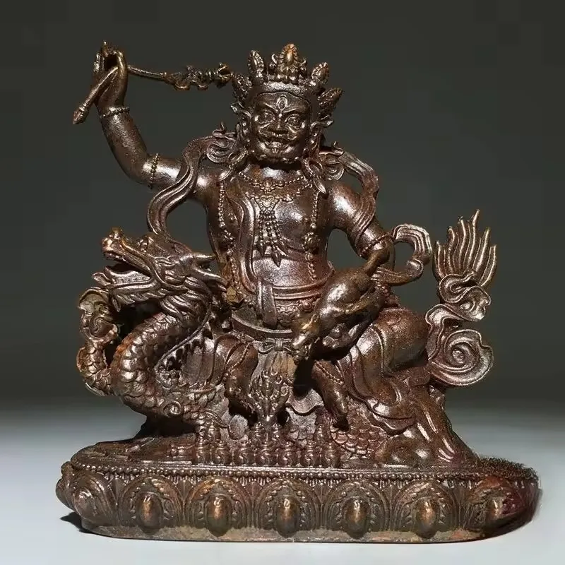 Antique Dragon White Jambhala Buddha StatueTibetan Buddhist Wealth God Dzambhala Figurine Home Feng Shui Decor Ornament