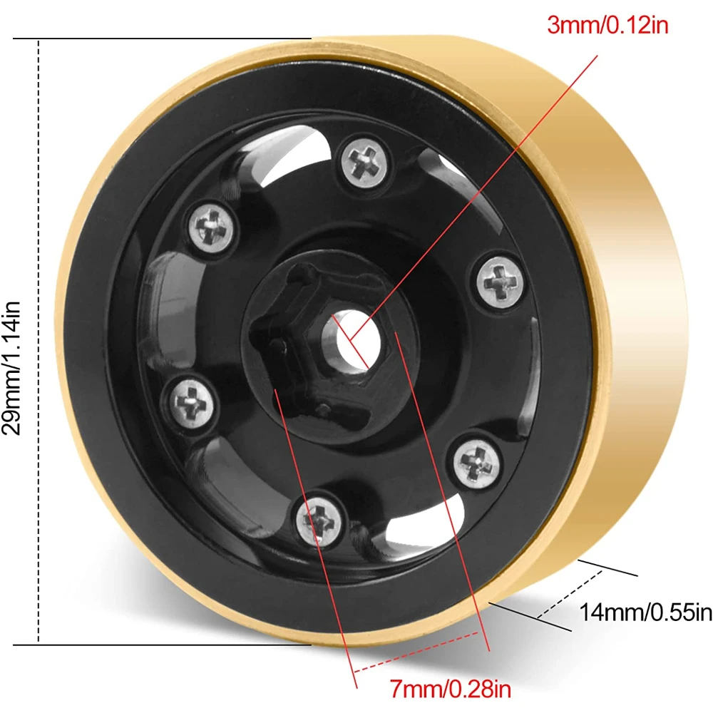 Esilun 1.0 RC Wheels Beadlock Wheels Negative Offset 3mm for 1/18 TRX4M 1/24 SCX24 C10 JLU Deadbolt Gladiator Bronco Crawler Car