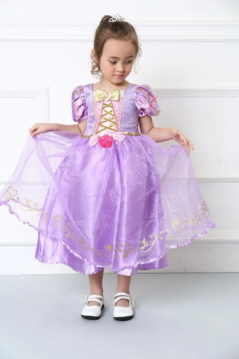 Halloween Beauty Long Hair Princess Purple Bow Dress Girl Costume Small Dress Mermaid Color For Stage Performance Birthday Party image 2
