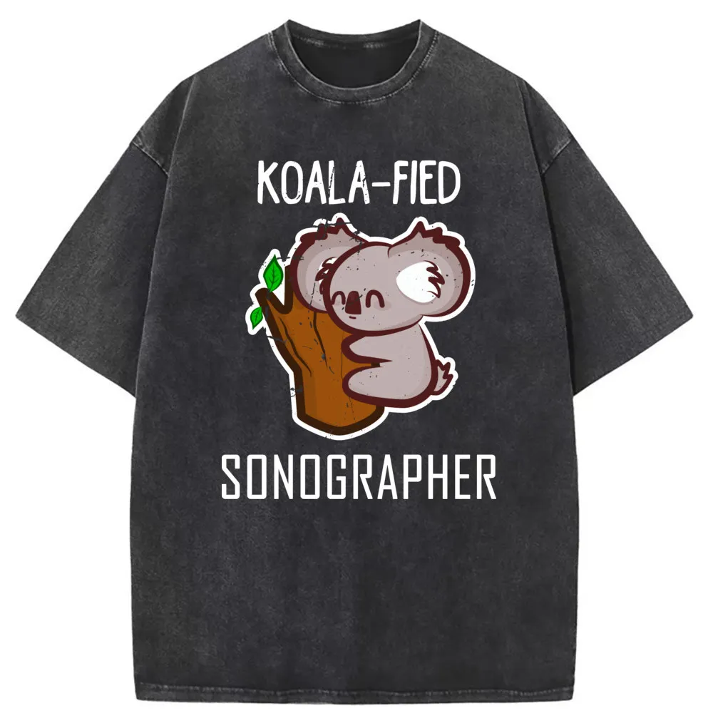 

Koala-fied Sonographer Man Funny Animal T-shirts England Style Streetwear Long Sleeve Tee Shirt Men Washed Cotton Sweatshirts