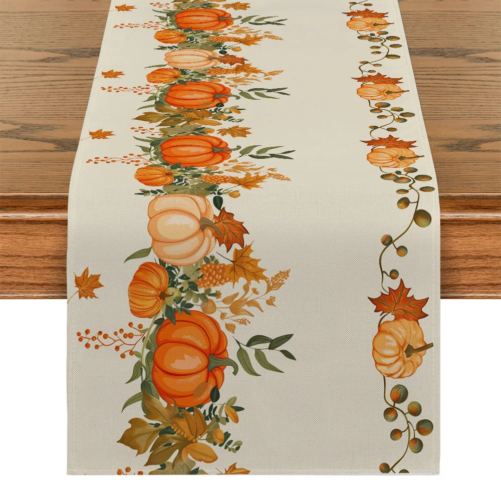 

Thanksgiving Table Runners for Dining Table Decoration & Accessories Pumpkin Runner Decor Party Elegant Dinning Decorations Room