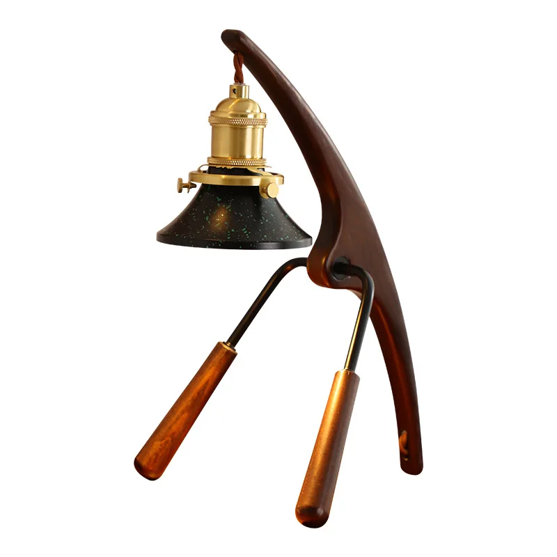 

Retro solid wood aromatherapy wax melting desk lamp medieval bedroom bedside wabi sandy wind creative study atmosphere lamp